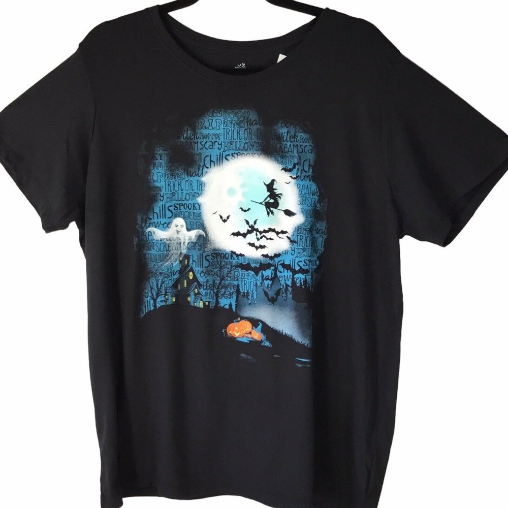 Celebrate Halloween Women's Black Tee Size XXXL Haunted Witches Tee New XXXL